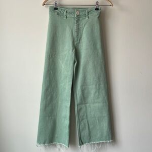 ZARA The Marine Straight Leg High Rise Relaxed Fit Flare Light Green Women’s 4